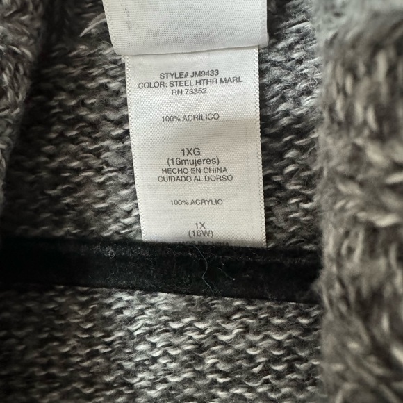 EUC Just My Size Cozy Cowl Neck Gray Grandpa Button Up Sweater Women Plus 1X XL - Picture 9 of 12